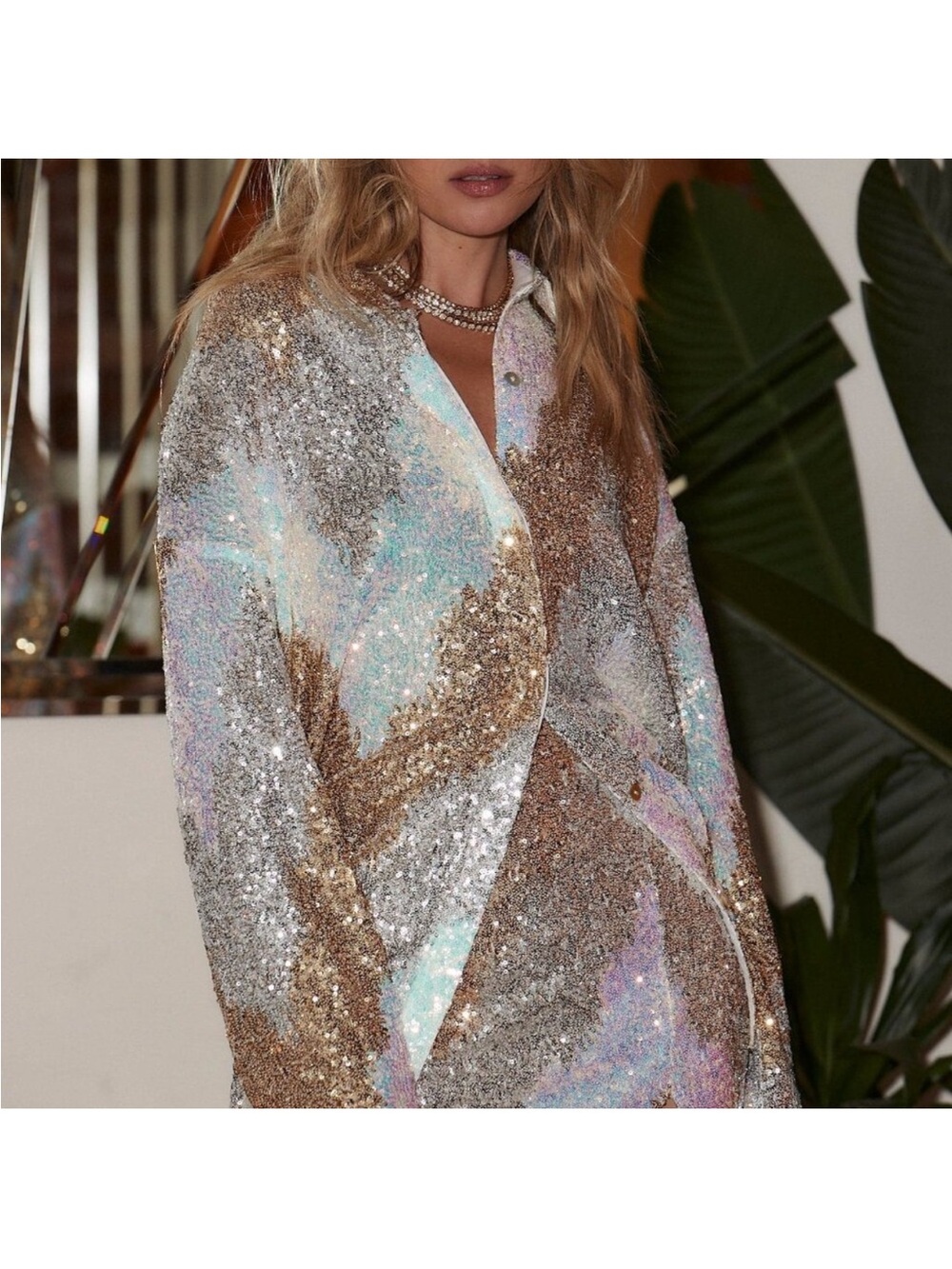 12th Tribe Iridescent Sequin Skirt Set - Silver and Gold